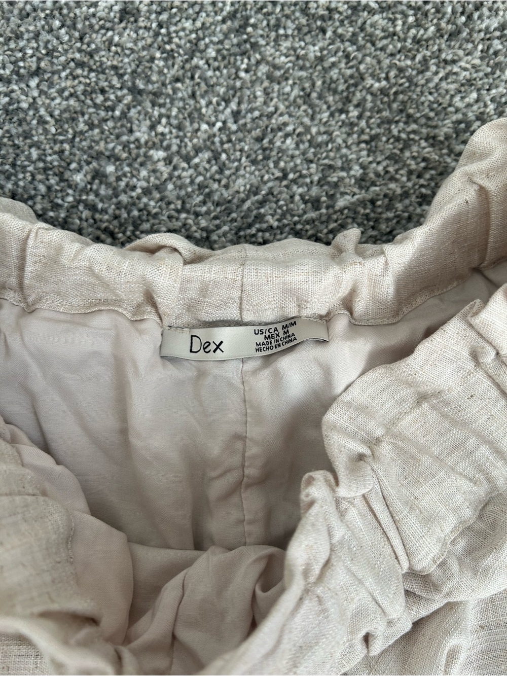 Dex Light Beige Eyelet-Trim High-Waist Shorts - Picture 4 of 5